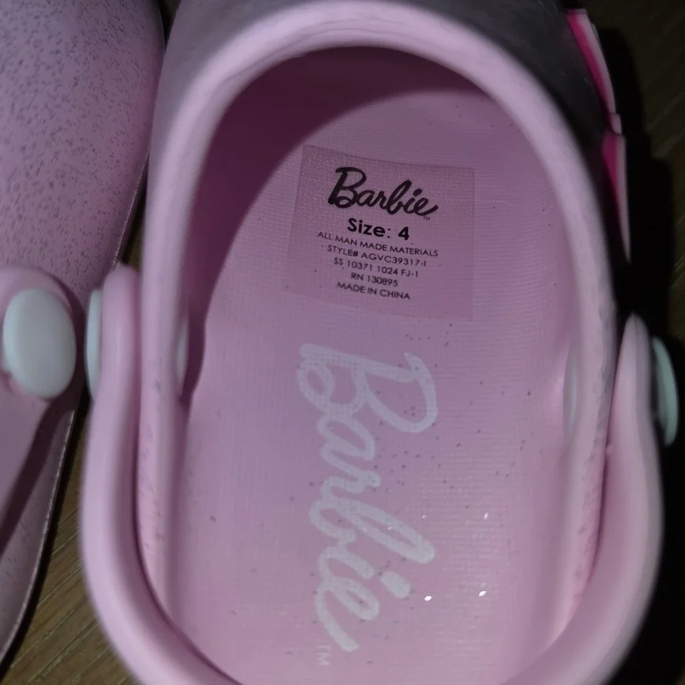Barbie Toddler Girls Pink Glitter Clogs Slip On Shoes Size 4 AGVC39317-1 NWT